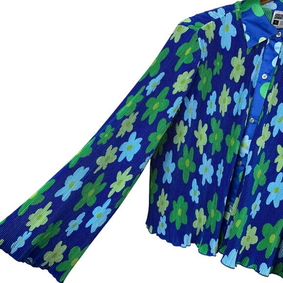 Target Black History Month x Sammy B Shirt Blue Green Floral Pleated Women's XL - Picture 4 of 7